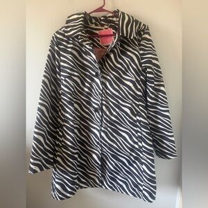 Kate Spade Black and White Zebra Striped Rain Jacket